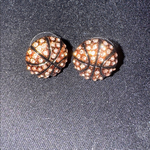 Basketball Rhinestone Stud Earrings - Picture 1 of 4